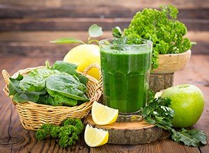 Fresh green smoothie in the glass